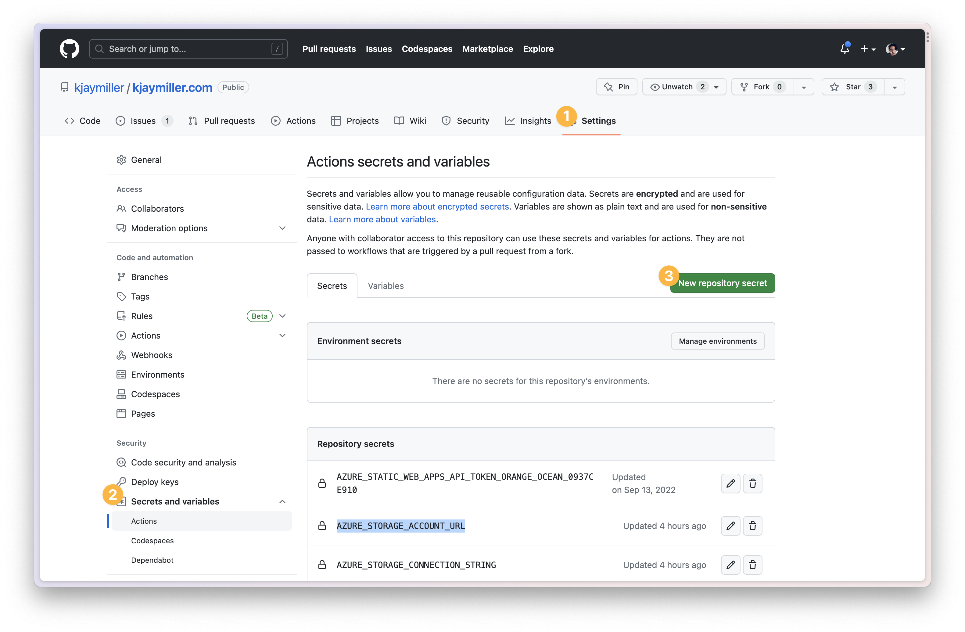 Configure GitHub Action Secrets