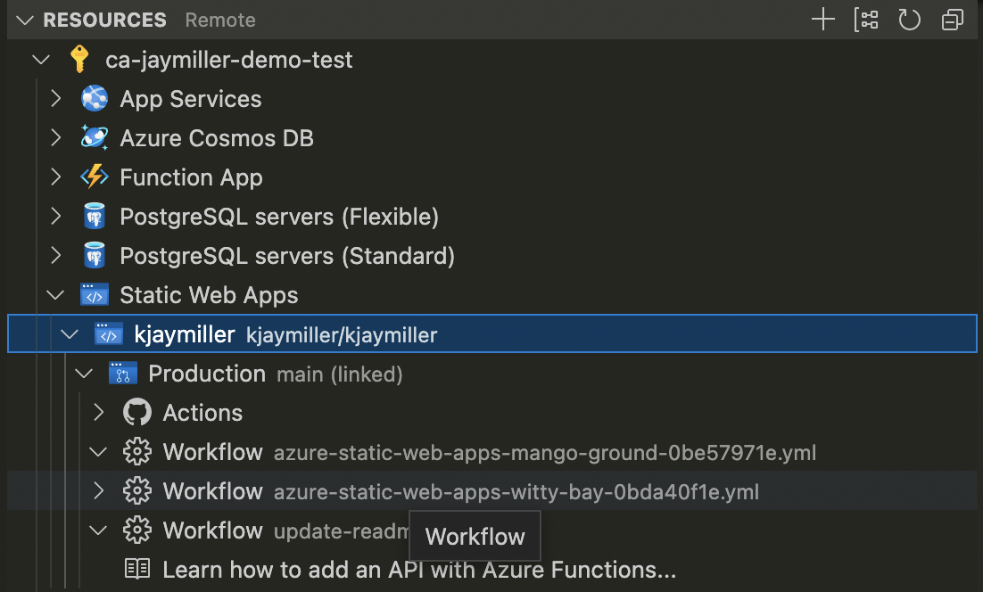 The new SWA in VS Code